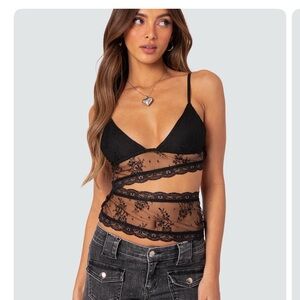 Black Lace Sheer Tank Top